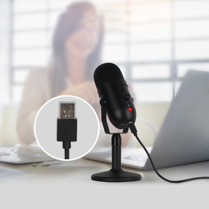 USB Condenser Microphone Cardiod Pickup Studio Recording Mic for PC Computer Streaming with Volume Control/One Key Mute USB Condenser Microphone Cardiod Pickup Studio Recording Mic for PC Computer Streaming with Volume Control/One Key Mute